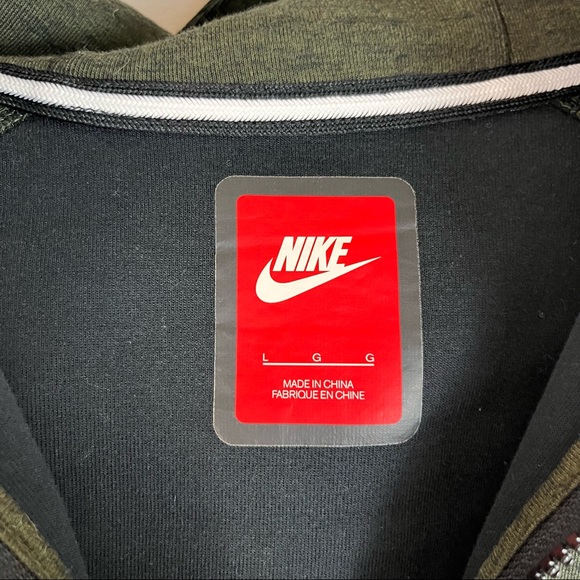 NIKE | Heathered Olive Green Tech Fleece Full Zip Hoodie Mens Size Large - Picture 6 of 7